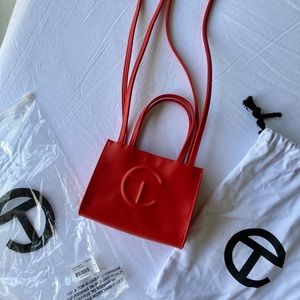 Telfar small red shopping bag